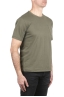 SBU 04650_23AW Camiseta de algodón verde de cuello redondo y bolsillo de parche 02