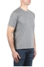 SBU 04653_23AW Camiseta de algodón gris de cuello redondo y bolsillo de parche 02