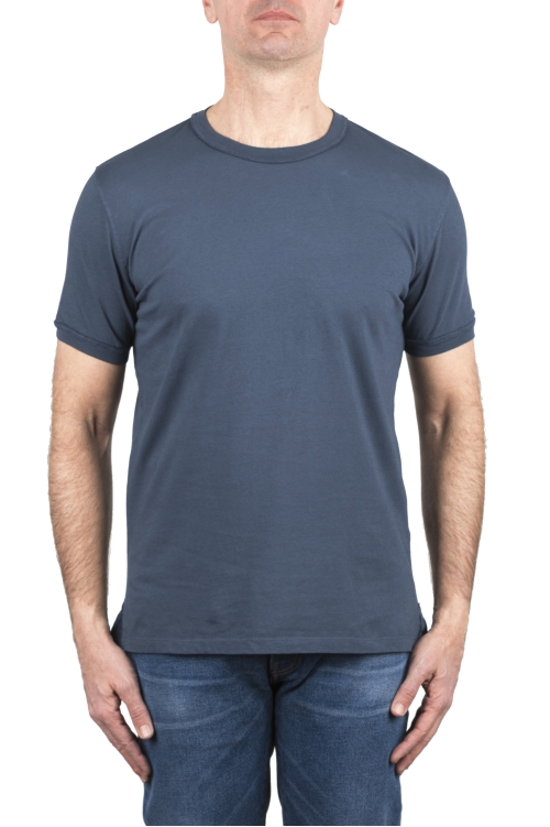 SBU 04655_23AW Camiseta clásica de piqué de algodón azul 01