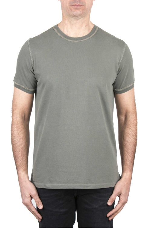 SBU 04658_23AW T-shirt classique en coton piqué vert 01