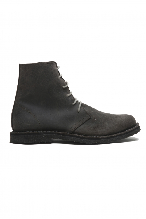 SBU 04669_23AW Desert boots montantes classiques en cuir de veau ciré gris 01
