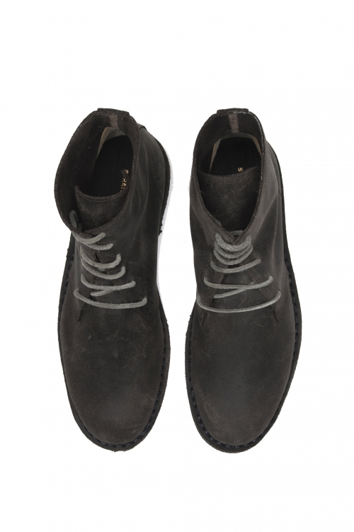 SBU 04669_23AW Classic high top desert boots in grey waxed calfskin leather 01