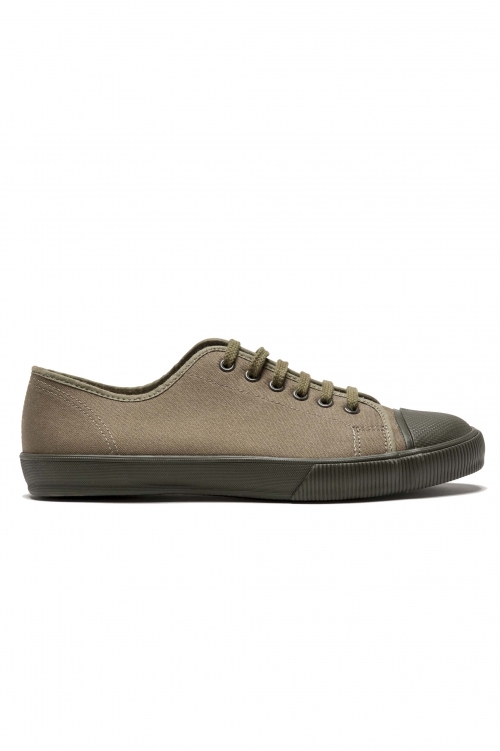 SBU 04682_23AW Classic lace up sneakers in in green cotton canvas 01