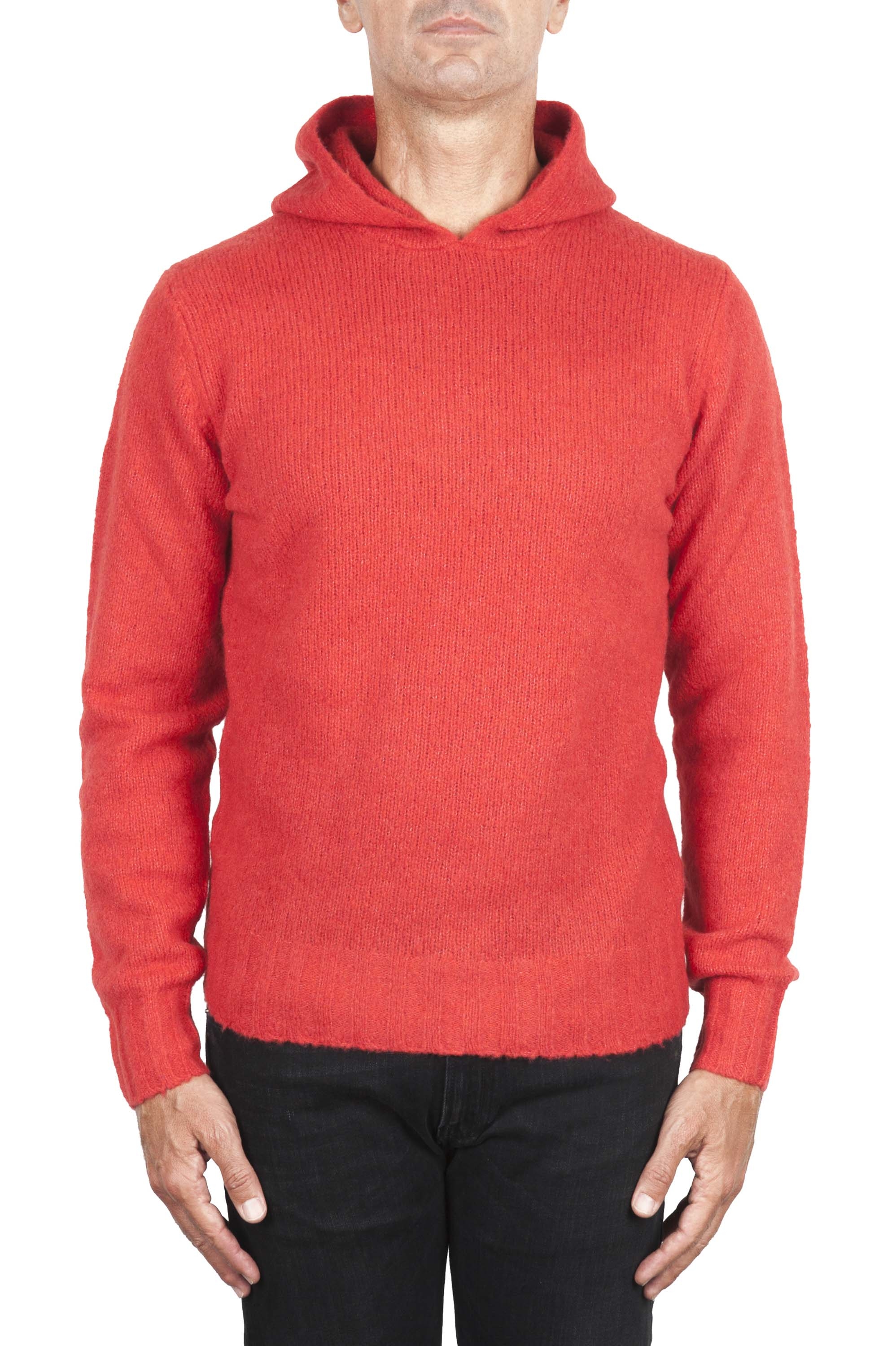 SBU 04690_23AW Coral cashmere and wool blend hooded sweater 01