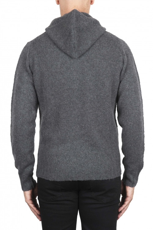 SBU 04693_23AW Grey cashmere and wool blend hooded sweater 01