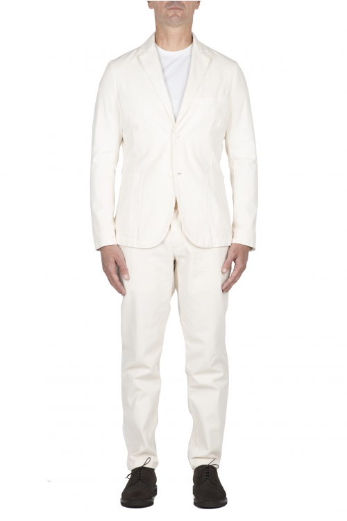 SBU 04725_23AW Chaqueta y pantalón de traje deportivo de algodón blanco 01