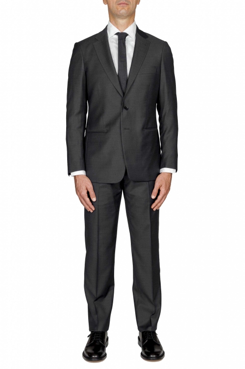 SBU 04750_23AW Blazer y pantalón formal de lana fresca negro para hombre 01