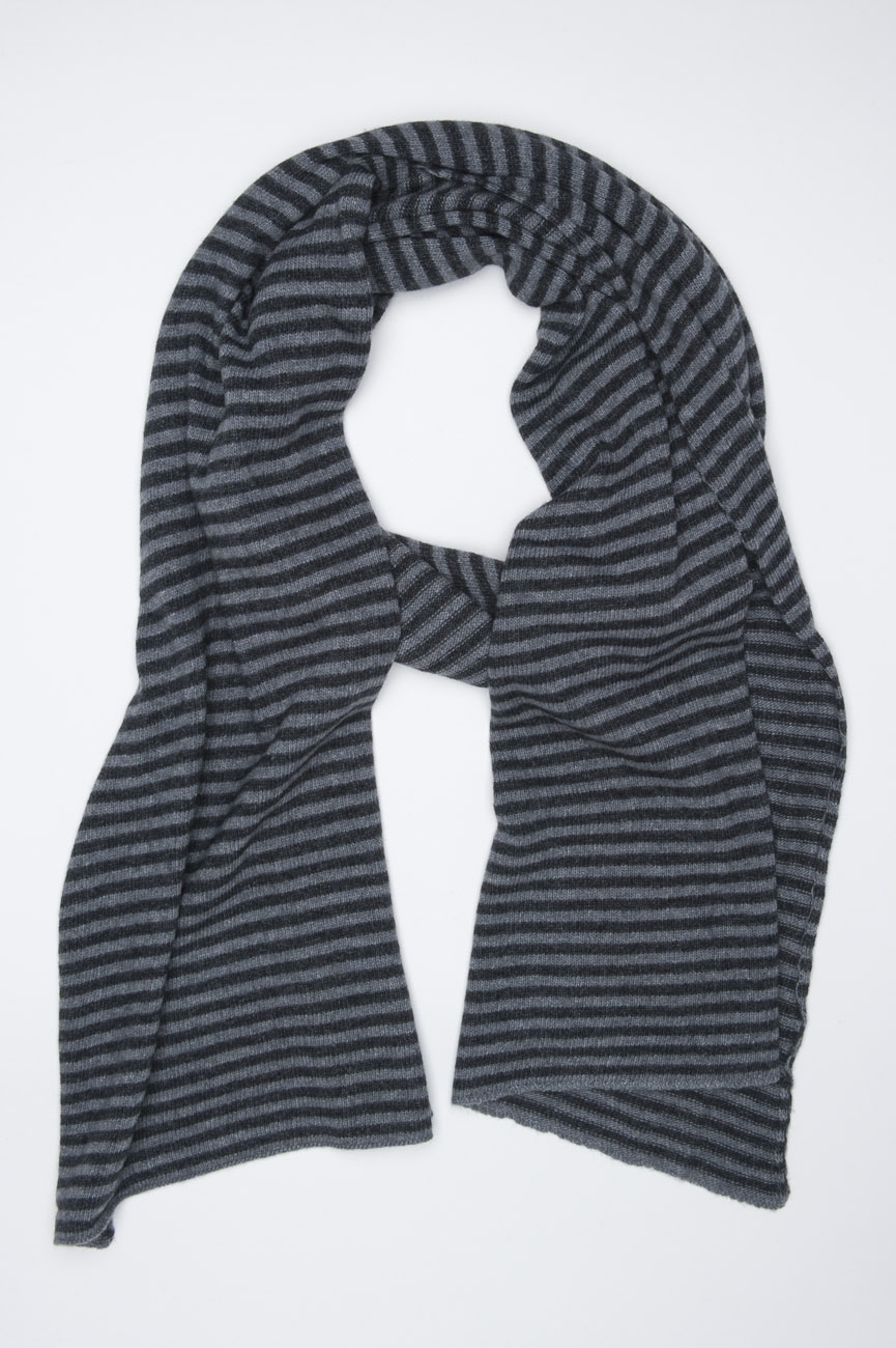 SBU 01018 Classic striped winter scarf in cashmere blend black and grey 01
