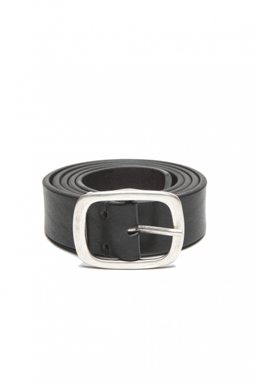 SBU 04791_23AW Black bullhide leather belt 1.2 inches 01