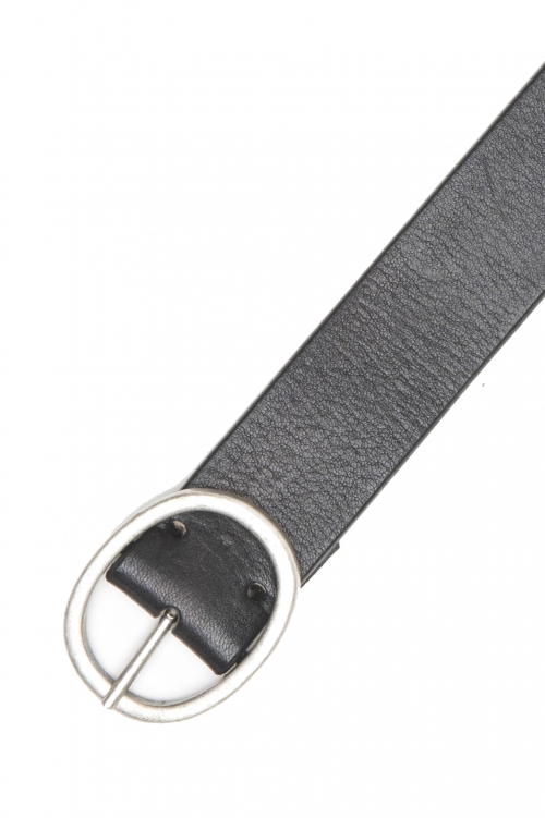 SBU 04793_23AW Black bullhide leather belt 1.2 inches 01