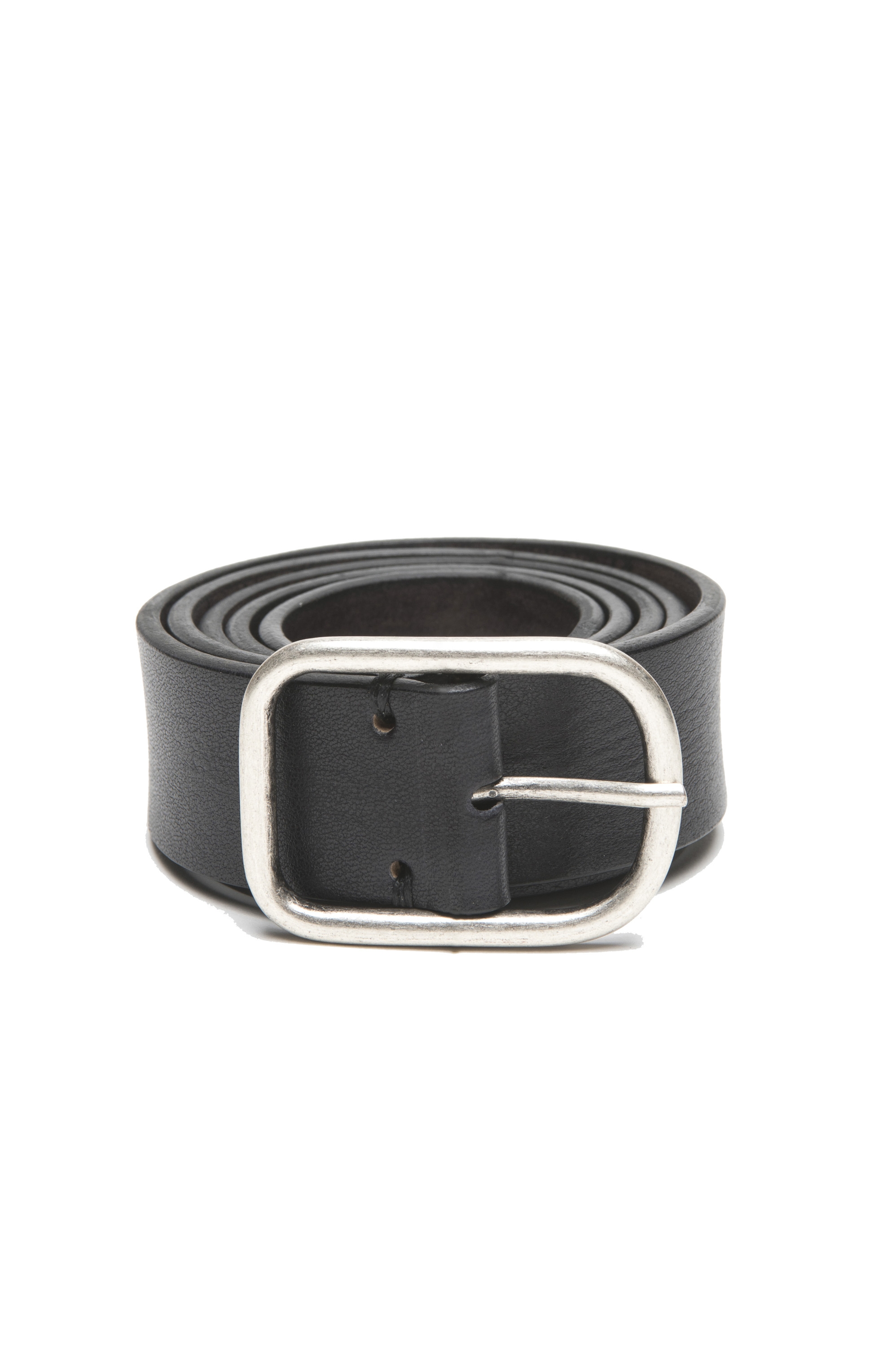 SBU 04795_23AW Black bullhide leather belt 1.4 inches 01
