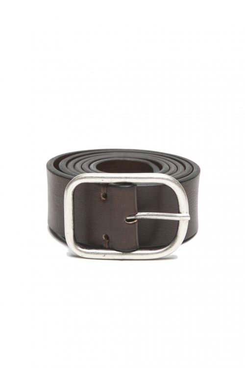 SBU 04796_23AW Brown bullhide leather belt 1.4 inches 01