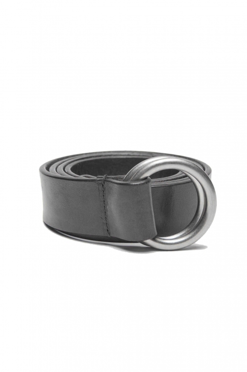 SBU 04809_23AW Iconic black leather 1.2 inches belt 01