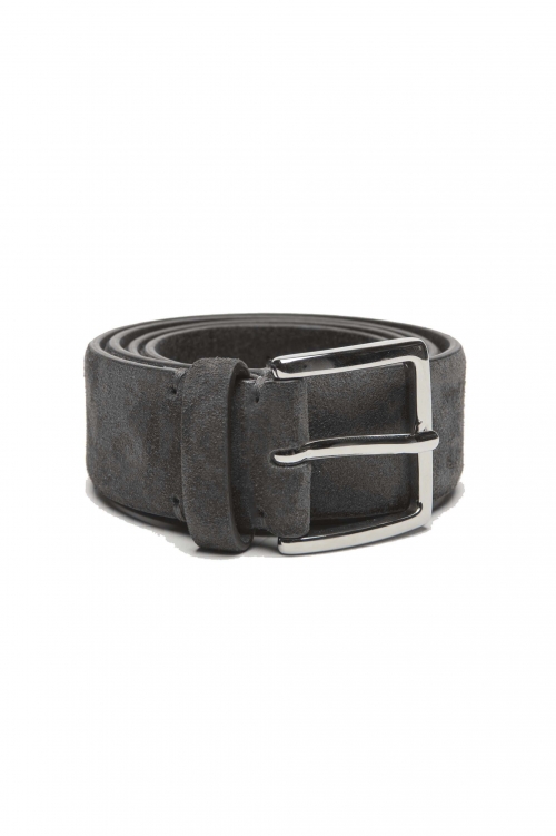 SBU 04815_23AW Clásico cinturón en gamuza gris 3.5 cm 01