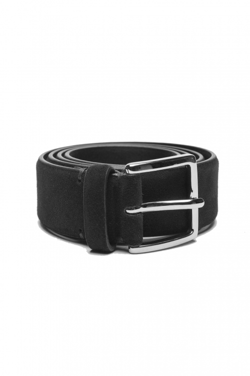 SBU 04818_23AW Clásico cinturón en gamuza negro 3.5 cm 01
