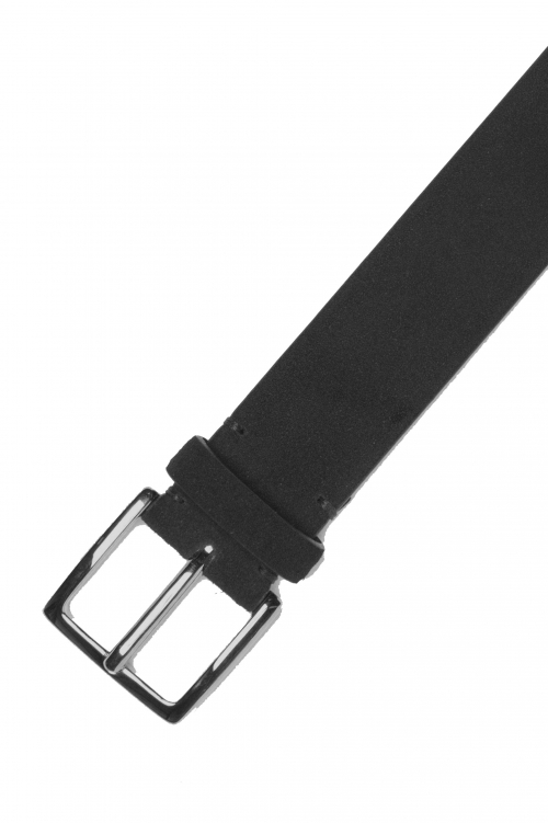 SBU 04818_23AW Clásico cinturón en gamuza negro 3.5 cm 01