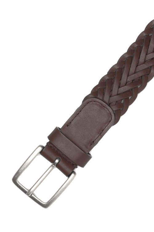 SBU 04852_24SS Brown braided leather belt 1.4 inches  01