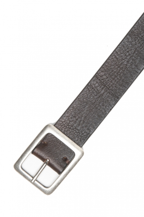 SBU 04879_24SS Black bullhide leather belt 1.4 inches 01