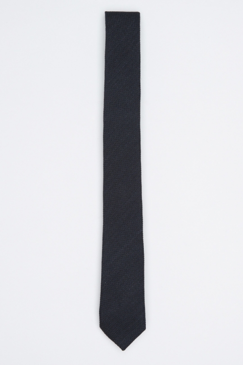 SBU 01027 Classique cravate pointue et mince en laine et soie noire 01