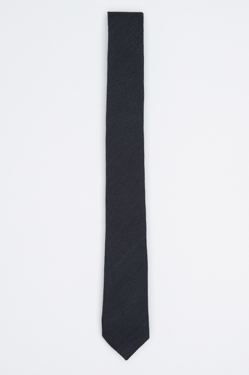 SBU 01027 Cravatta classica skinny in lana e seta nera 01