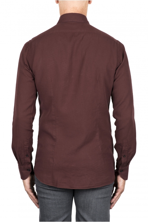 SBU 04888_24SS Burgundy cotton twill shirt 01