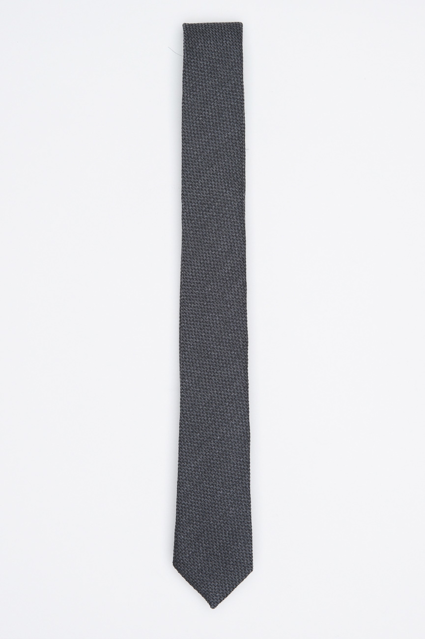 SBU 01028 Clásica corbata fina y puntiaguda en lana gris y seda 01