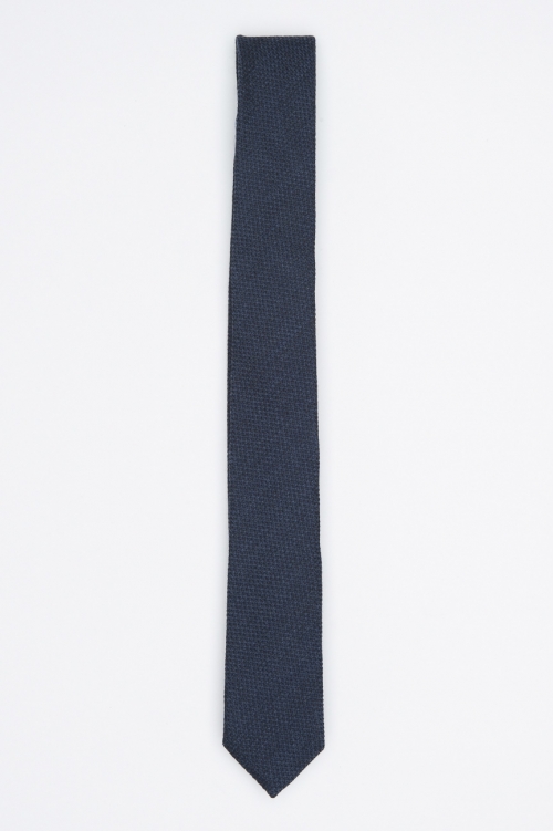SBU 01029 Classique cravate pointue et mince en laine et soie bleu 01