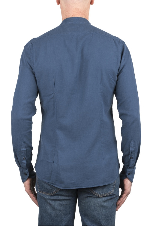 SBU 04911_24SS Classic mandarin collar blue cotton shirt 01