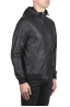 SBU 04951_24SS Black leather hooded jacket 02