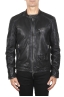 SBU 04954_24SS Padded black leather biker jacket 01