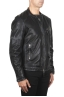 SBU 04954_24SS Padded black leather biker jacket 02