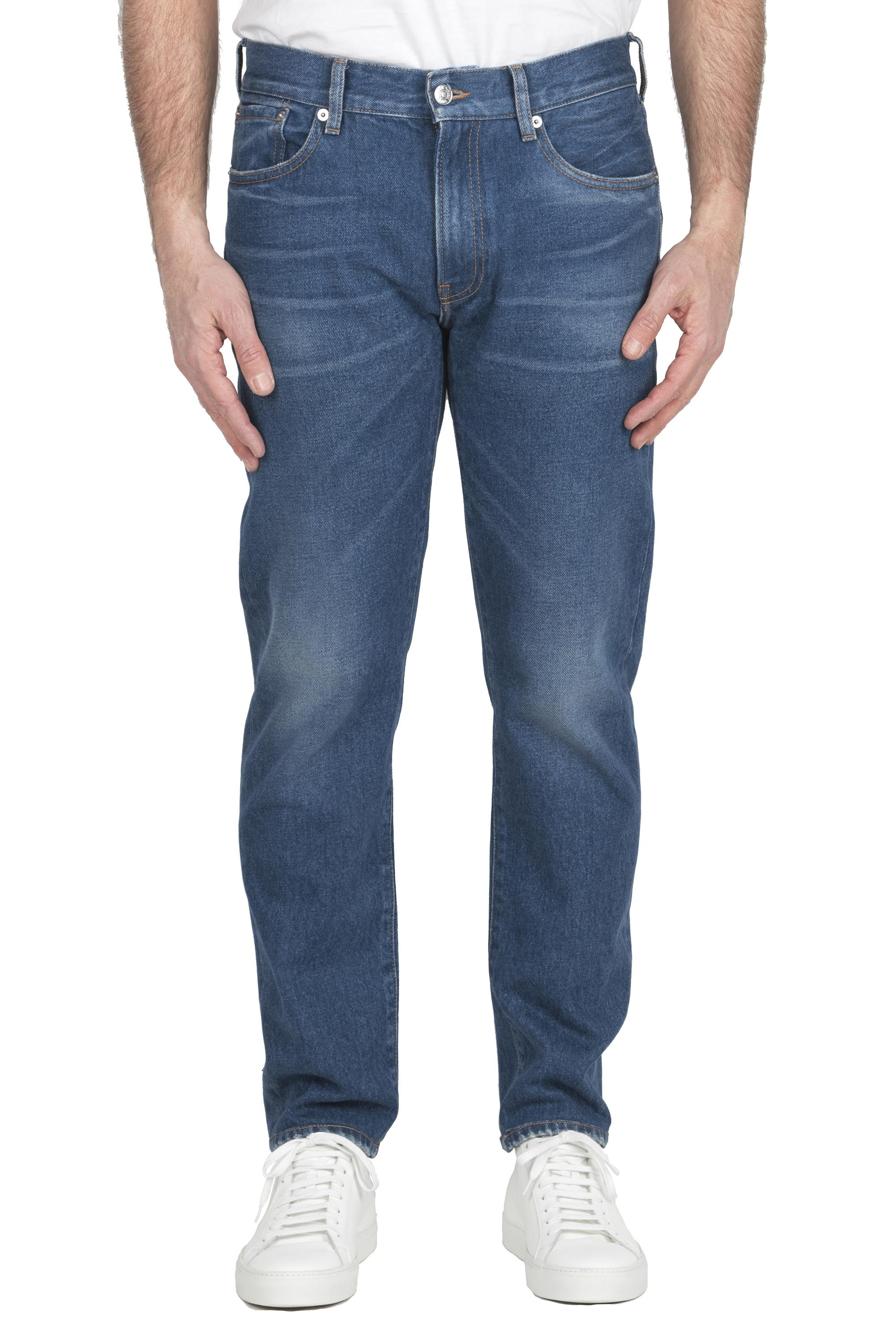 SBU 04958_24SS Blue jeans stone washed in cotone tinto indaco 01