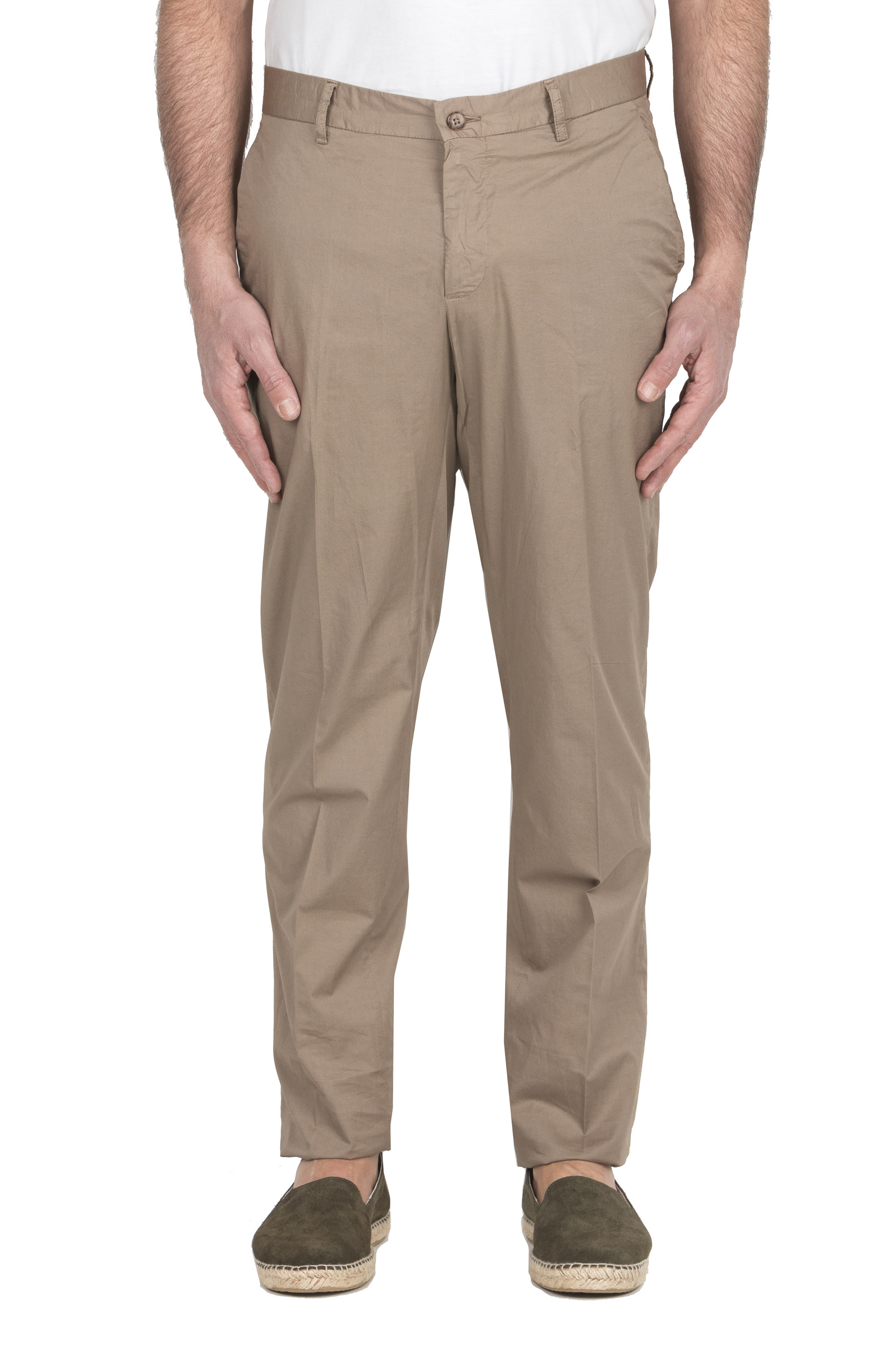 SBU 04970_24SS Pantaloni chino in cotone stretch super leggero beige 01