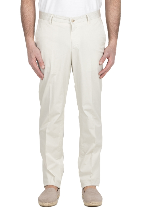 SBU 04972_24SS Pantalon chino en coton stretch ultra-léger blanc 01