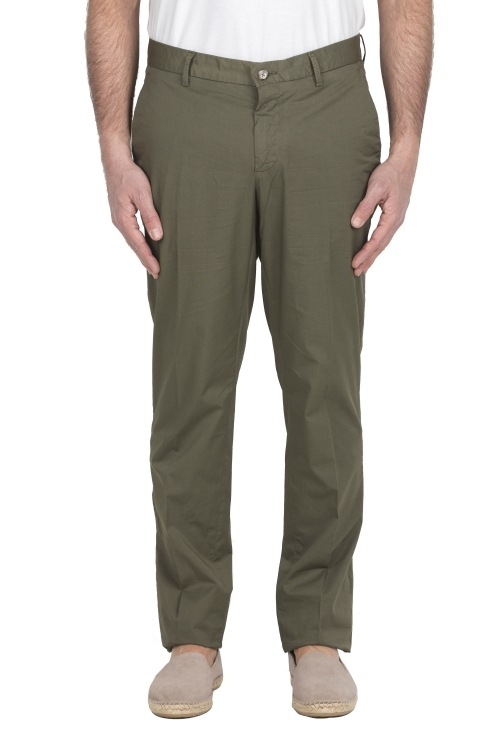 SBU 04974_24SS Pantalón chino de algodón elástico ultraligero verde 01