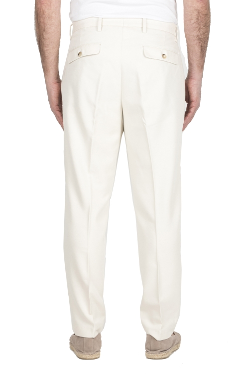 SBU 04982_24SS White soft cotton blend pants with pinces 01