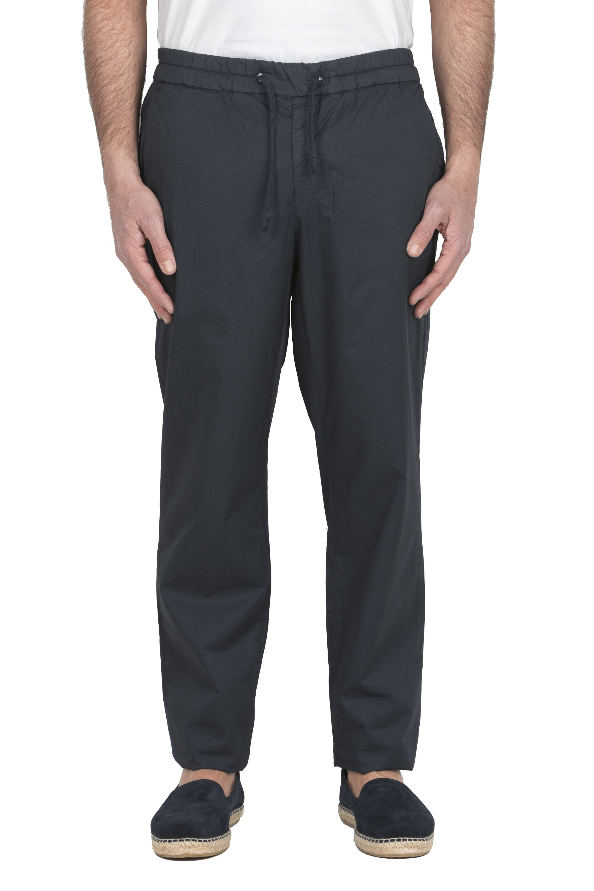 SBU 04992_24SS Pantaloni comfort in cotone elasticizzato blu 01