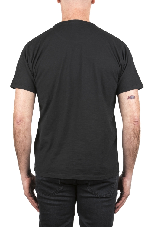 SBU 05012_24SS T-shirt girocollo aperto in cotone fiammato nero 01