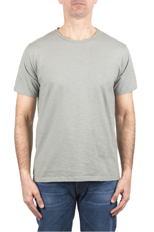 SBU 05018_24SS T-shirt girocollo aperto in cotone fiammato grigio 01