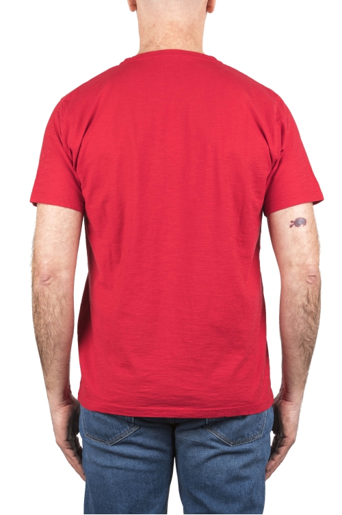 SBU 05019_24SS T-shirt girocollo aperto in cotone fiammato rosso 01