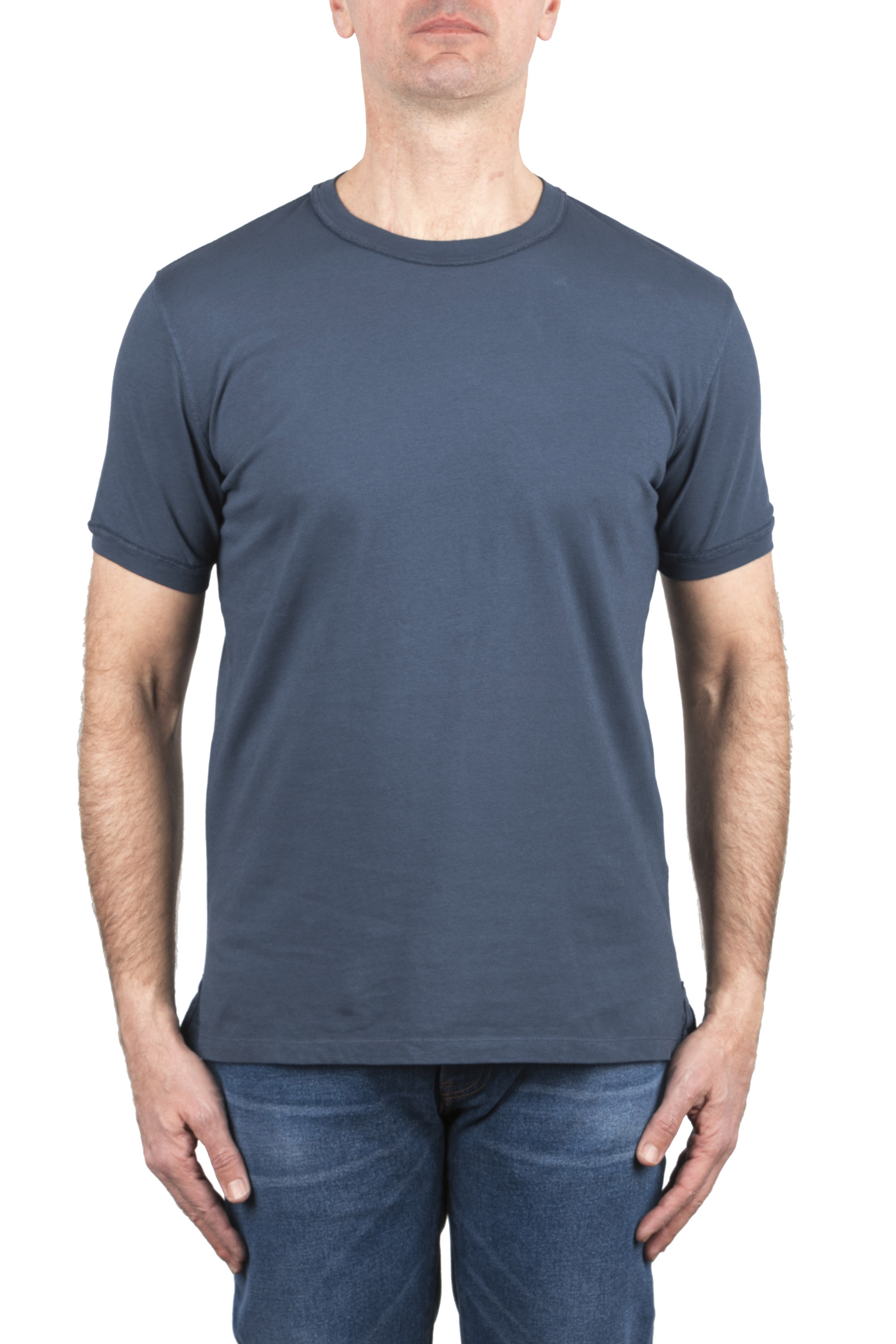 SBU 05029_24SS T-shirt girocollo in cotone piqué blu 01