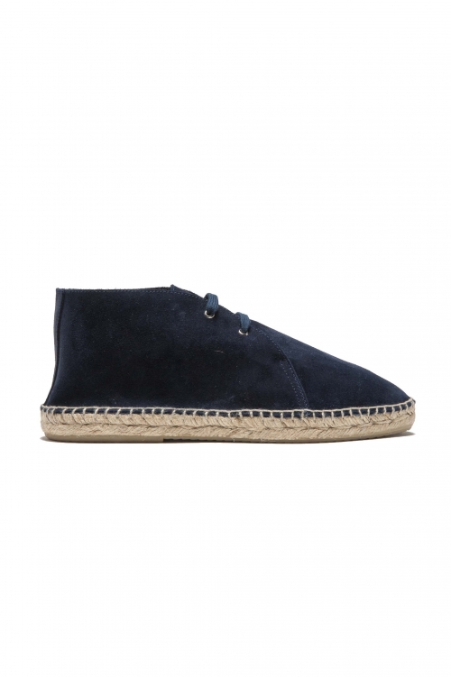 SBU 05044_24SS Original blue suede leather lace up espadrilles with rubber sole 01
