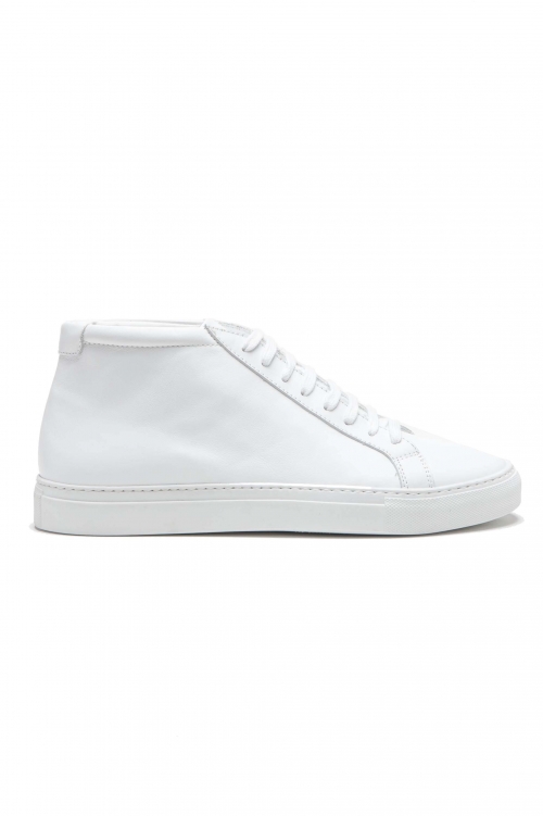 SBU 05050_24SS Mid top lace up sneakers in white calfskin leather 01