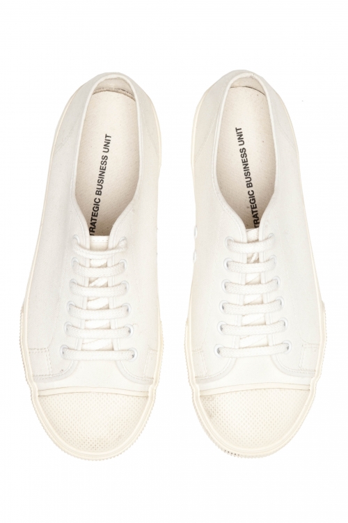 SBU 05057_24SS Classic lace up sneakers in in white cotton canvas 01