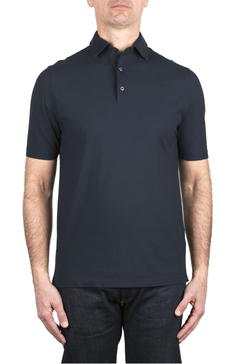 SBU 05067_24SS Short sleeve navy blue light cotton polo shirt 01