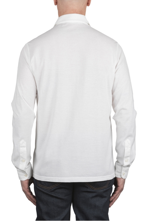 SBU 05072_24SS Long sleeve white light cotton polo shirt  01