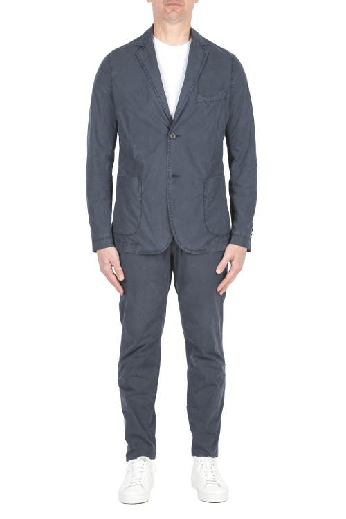 SBU 05107_24SS Blazer et pantalon de costume sport en coton mélangé bleu 01