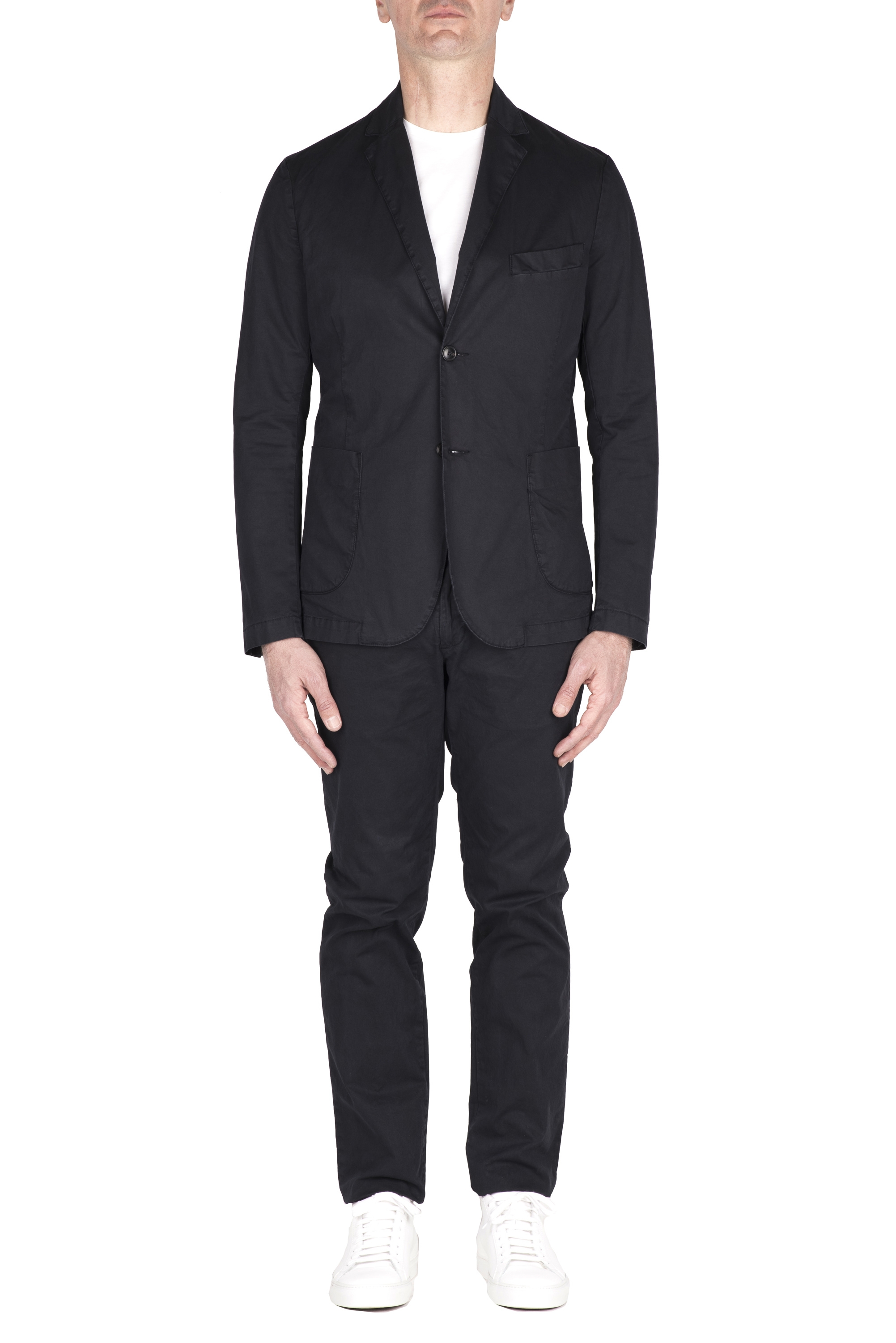 SBU 05114_24SS Blue cotton sport suit blazer and trouser 01
