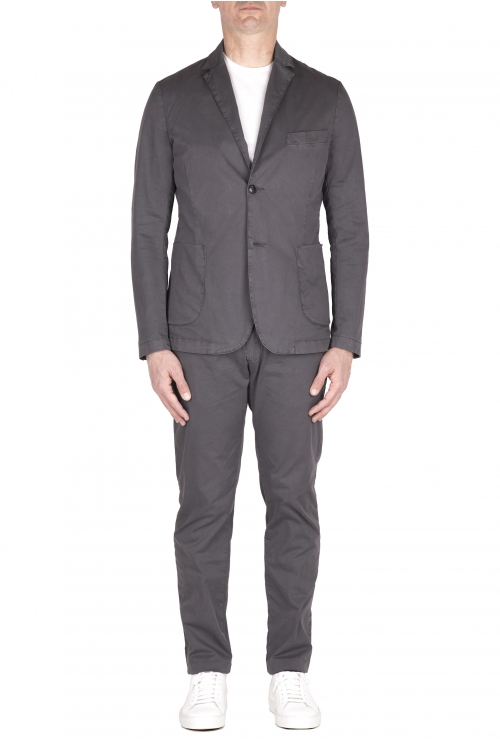 SBU 05115_24SS Blazer et pantalon de costume sport en coton gris 01