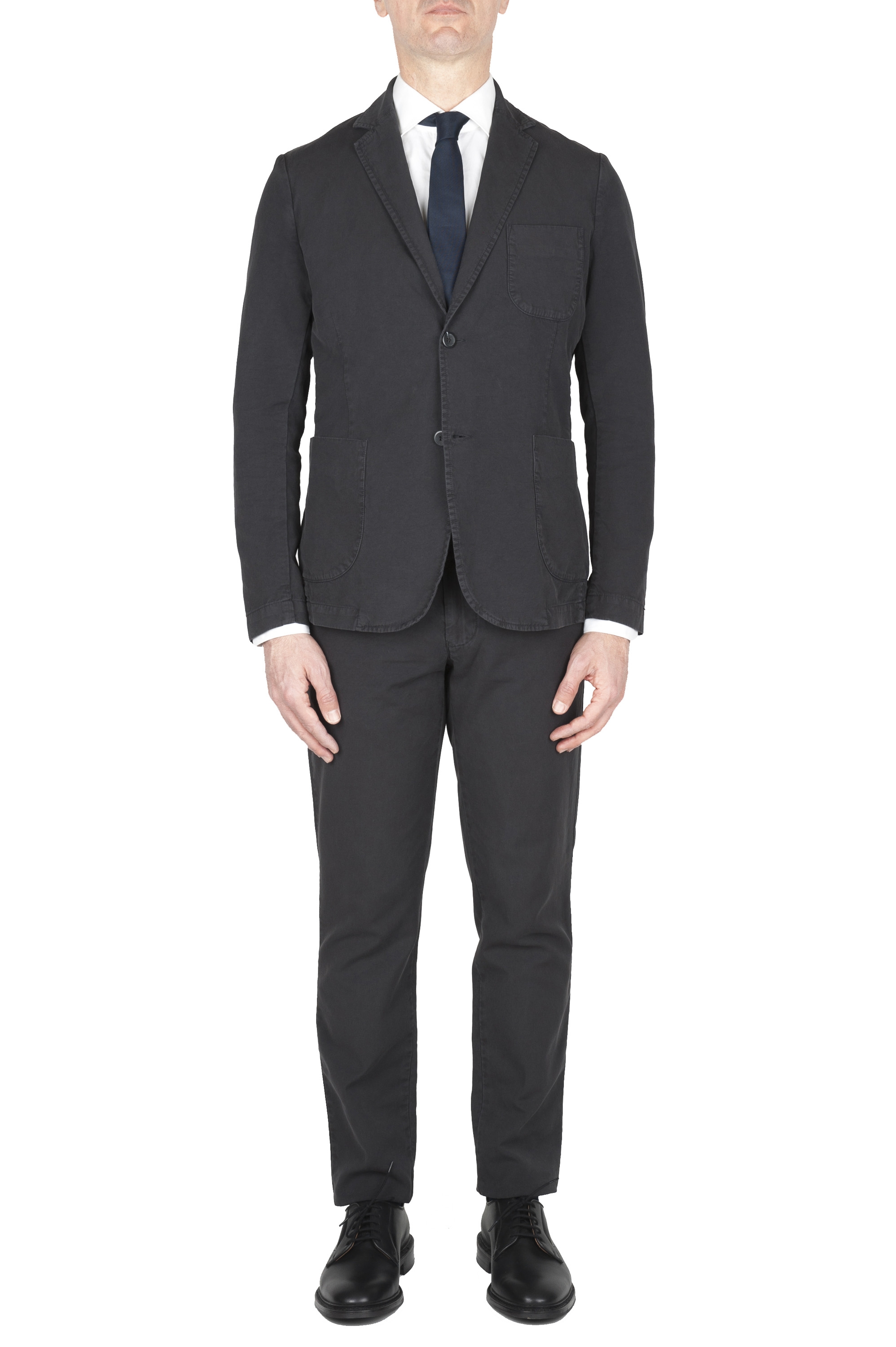 SBU 05119_24SS Anthracite cotton sport suit blazer and trouser 01